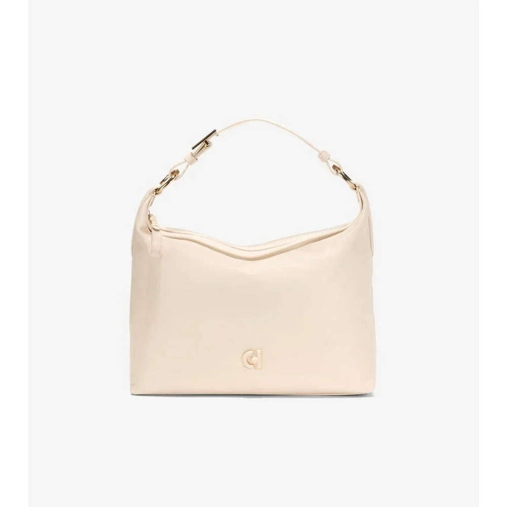 Cole Haan Kamila Hobo Bag Women's Beige Leather Adjustable Top Handle ERK122